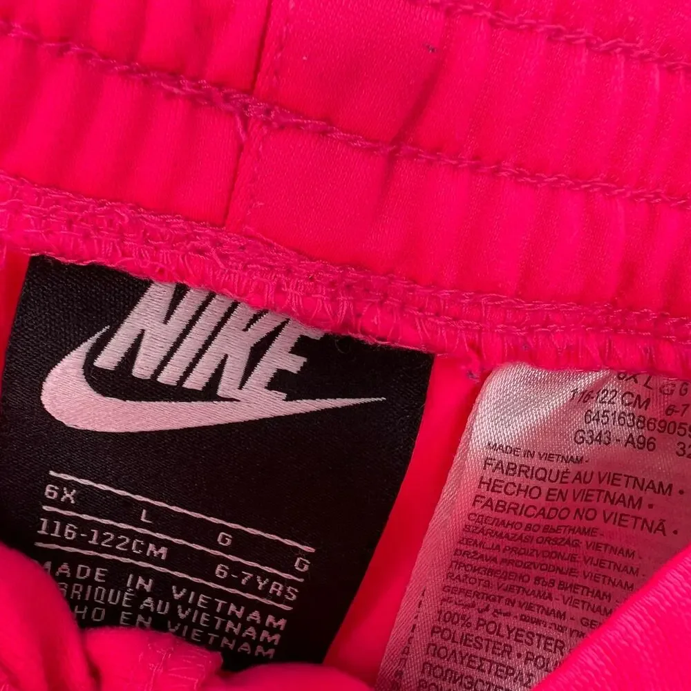 Nike Tracksuit Set Joggers Jacket 6X Girls Pink Black Logo Print Matching Zip - Picture 10 of 10